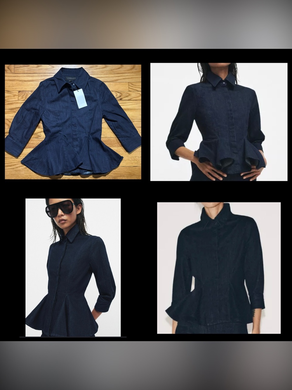 ZARA ZW COLLECTION DENIM PEPLUM SHIRT BLUE Size Small NEW!!